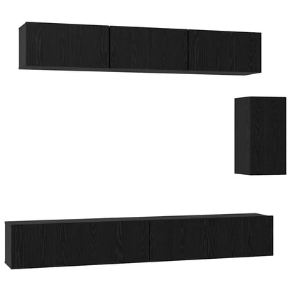 Set mobile TV 6 pcs Rovere nero 100 x 30 x 30 cm