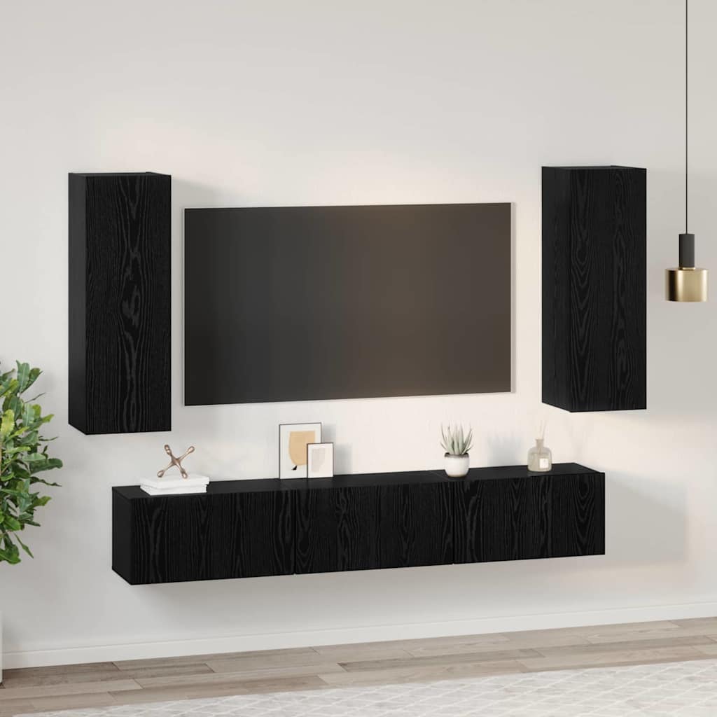 Set mobile TV 5 pcs Rovere nero Media 30.5 x 30 x 90 cm