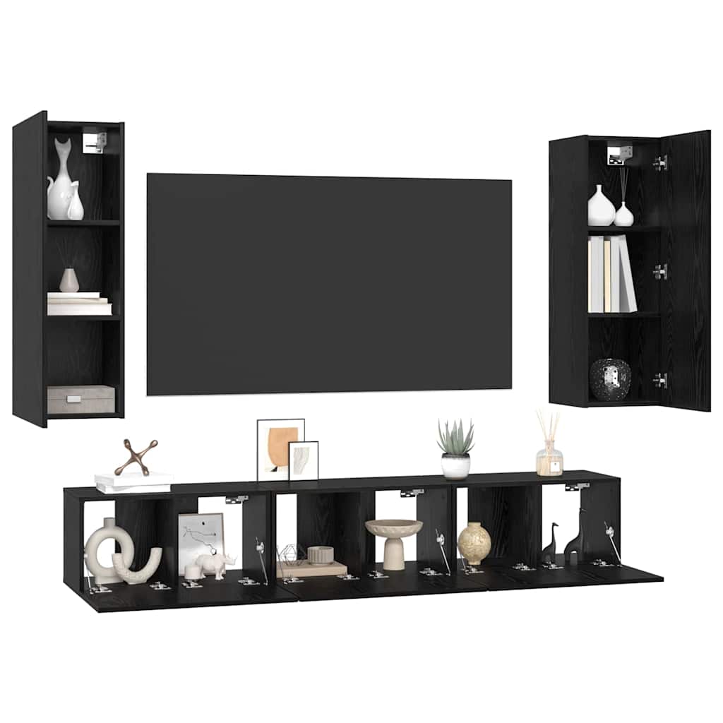 Set mobile TV 5 pcs Rovere nero Media 30.5 x 30 x 90 cm