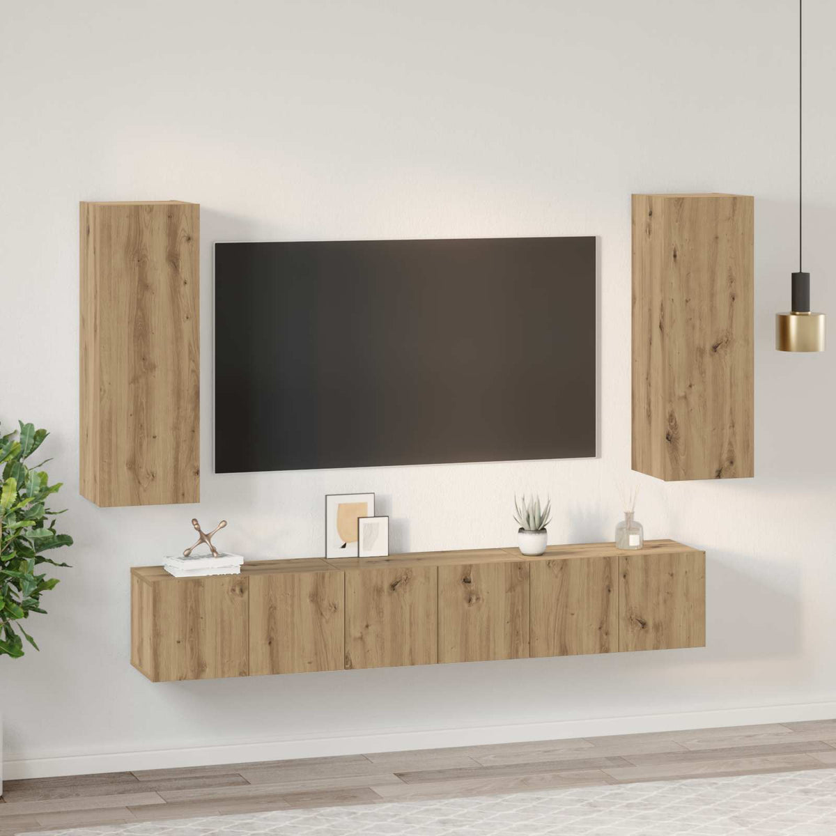 Set mobile TV 5 pz Rovere artigianale Legno ingegnerizzato | homemem39