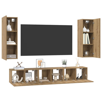 Set mobile TV 5 pz Rovere artigianale Legno ingegnerizzato | homemem39