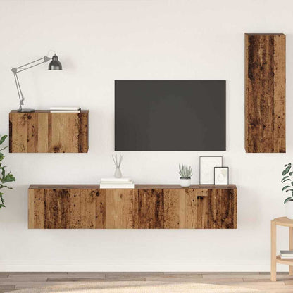 Mobile TV da Parete 4 pcs Legno vecchio 200 x 30 x 30 cm
