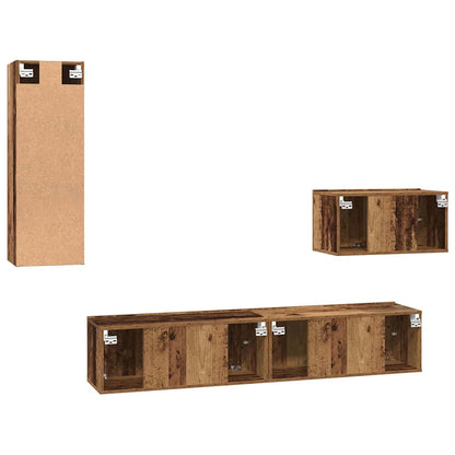 Mobile TV da Parete 4 pcs Legno vecchio 200 x 30 x 30 cm