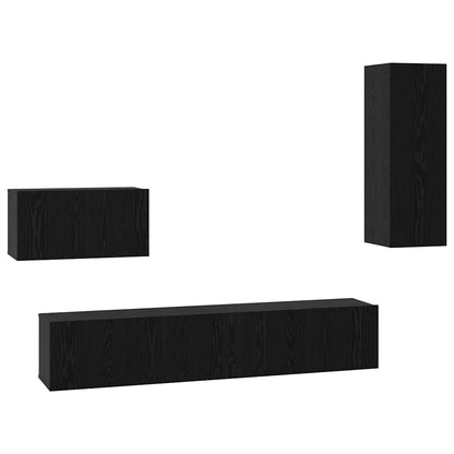 Mobile TV da Parete 4 pcs Rovere nero 200 x 30 x 30 cm
