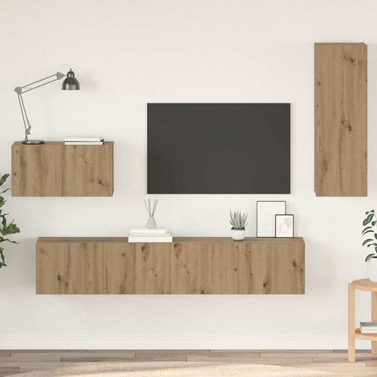 Mobile TV da Parete 4 pcs rovere artigianale 200 x 30 x 30 cm