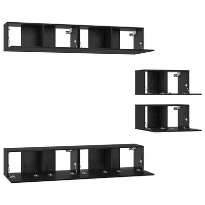 Set mobile TV 6 pcs Rovere nero 80 x 30 x 30 cm