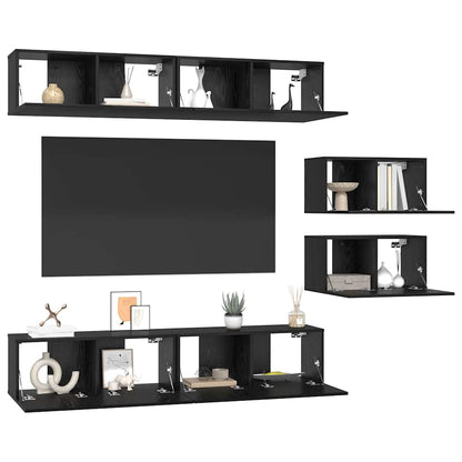 Set mobile TV 6 pcs Rovere nero 80 x 30 x 30 cm