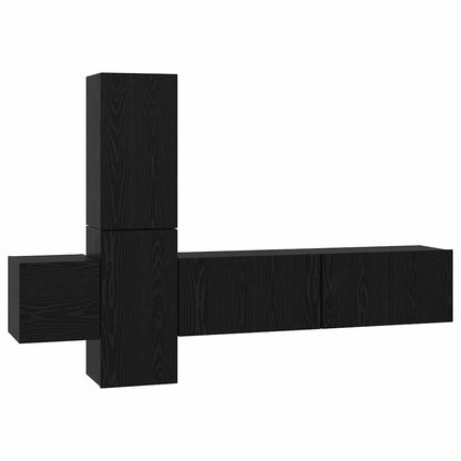 Set mobile TV 5 pcs Rovere nero 181 x 30 x 120 cm