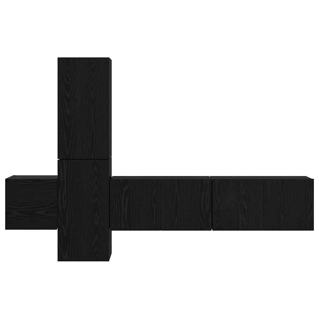 Set mobile TV 5 pcs Rovere nero 181 x 30 x 120 cm