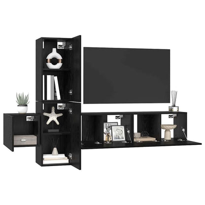 Set mobile TV 5 pcs Rovere nero 181 x 30 x 120 cm
