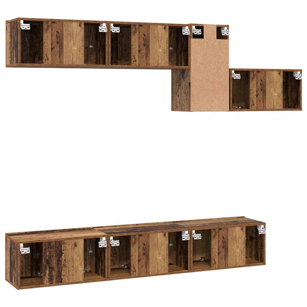Set mobile TV con cassetto 7 pcs Legno vecchio 60 x 30 x 30 cm