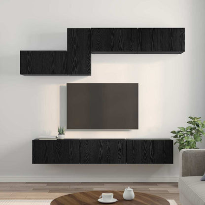 Set mobile TV 7 pcs Rovere nero 60 x 30 x 30 cm