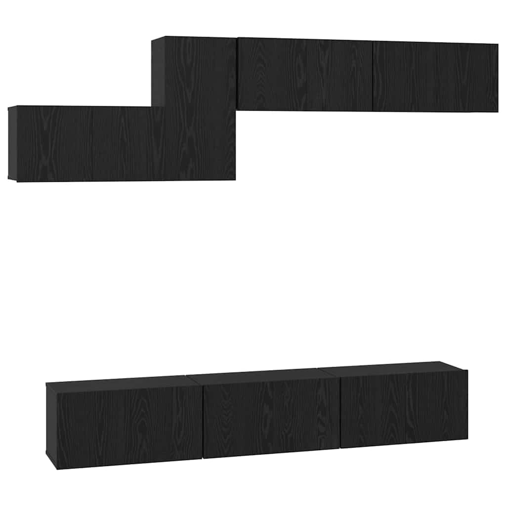 Set mobile TV 7 pcs Rovere nero 60 x 30 x 30 cm