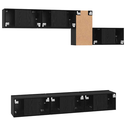 Set mobile TV 7 pcs Rovere nero 60 x 30 x 30 cm