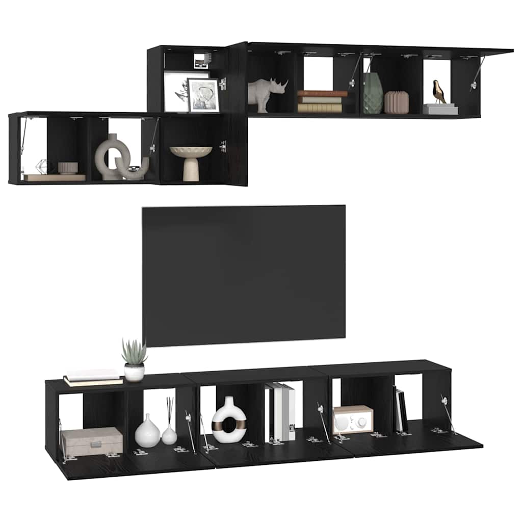Set mobile TV 7 pcs Rovere nero 60 x 30 x 30 cm