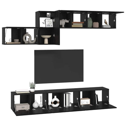 Set mobile TV 7 pcs Rovere nero 60 x 30 x 30 cm