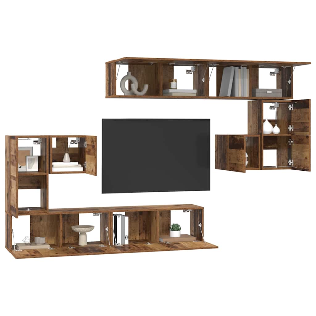 Set mobile TV 8 pcs Legno vecchio Media 30.5 x 30 x 30 cm
