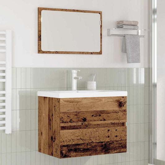 Set di mobili per il bagno con cassetto 3 pcs Legno vecchio