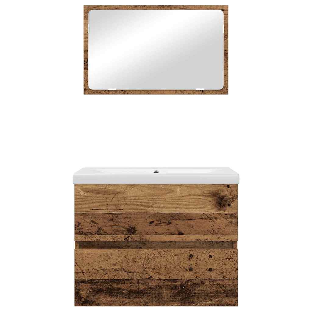 Set di mobili per il bagno con cassetto 3 pcs Legno vecchio | homemem39