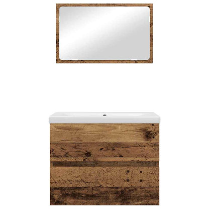 Set di mobili per il bagno con cassetto 3 pcs Legno vecchio | homemem39