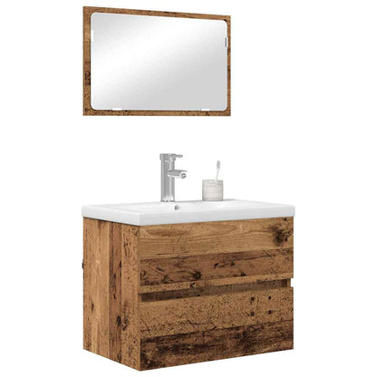 Set di mobili per il bagno con cassetto 3 pcs Legno vecchio | homemem39