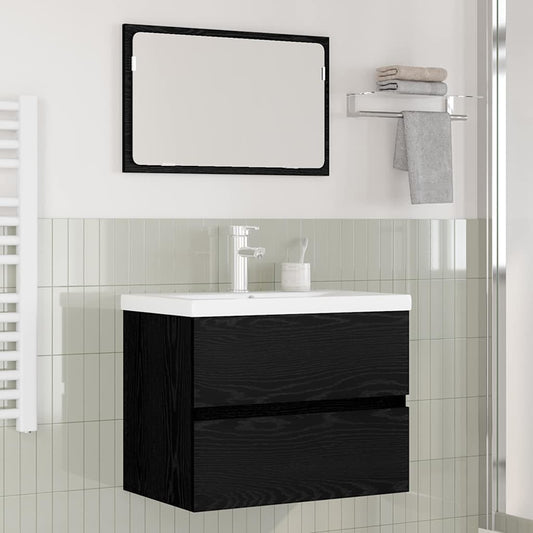 Set di mobili per il bagno 3 pcs Rovere Nero Legno multistrato