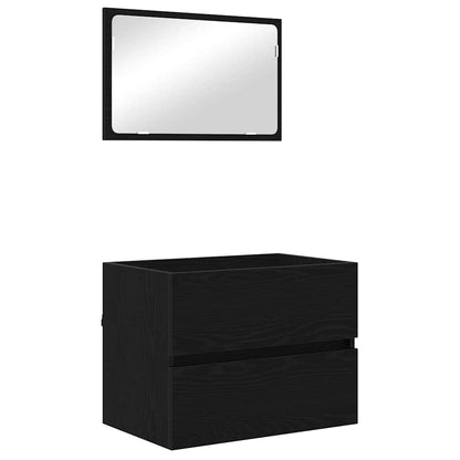 Set di mobili per il bagno 3 pcs Rovere Nero Legno multistrato | homemem39