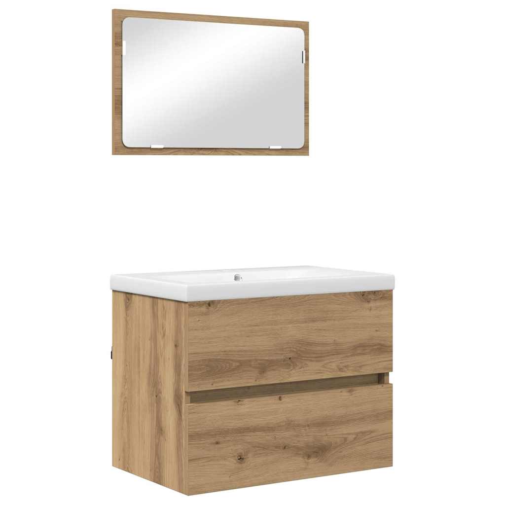 Set di mobili per il bagno 3 pz Rovere artigianale | homemem39