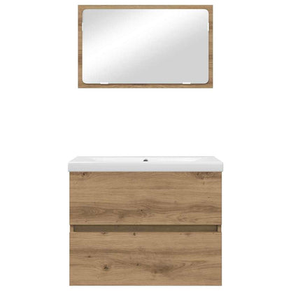 Set di mobili per il bagno 3 pz Rovere artigianale | homemem39