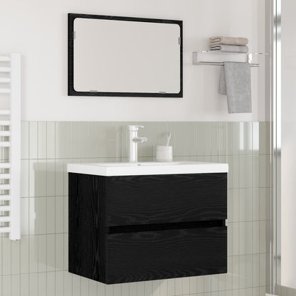 Set di mobili per il bagno 3 pcs Rovere Nero Legno multistrato | homemem39