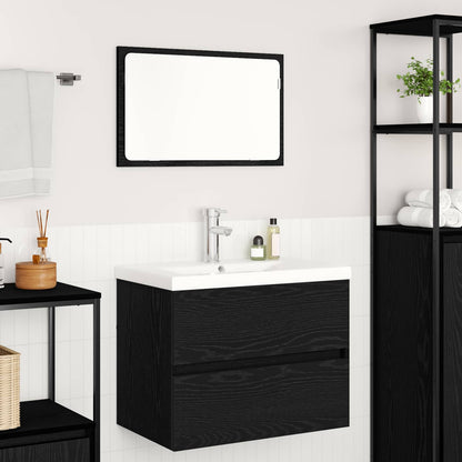 Set di mobili per il bagno 3 pcs Rovere Nero Legno multistrato | homemem39