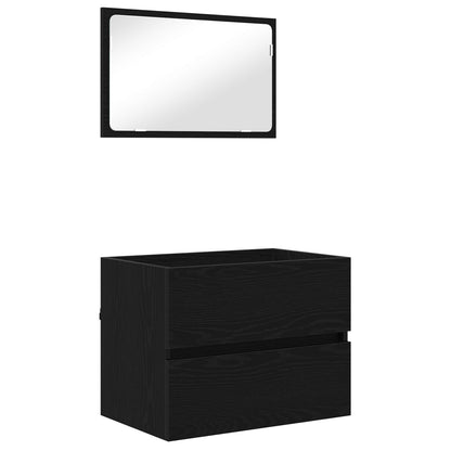 Set di mobili per il bagno 3 pcs Rovere Nero Legno multistrato | homemem39