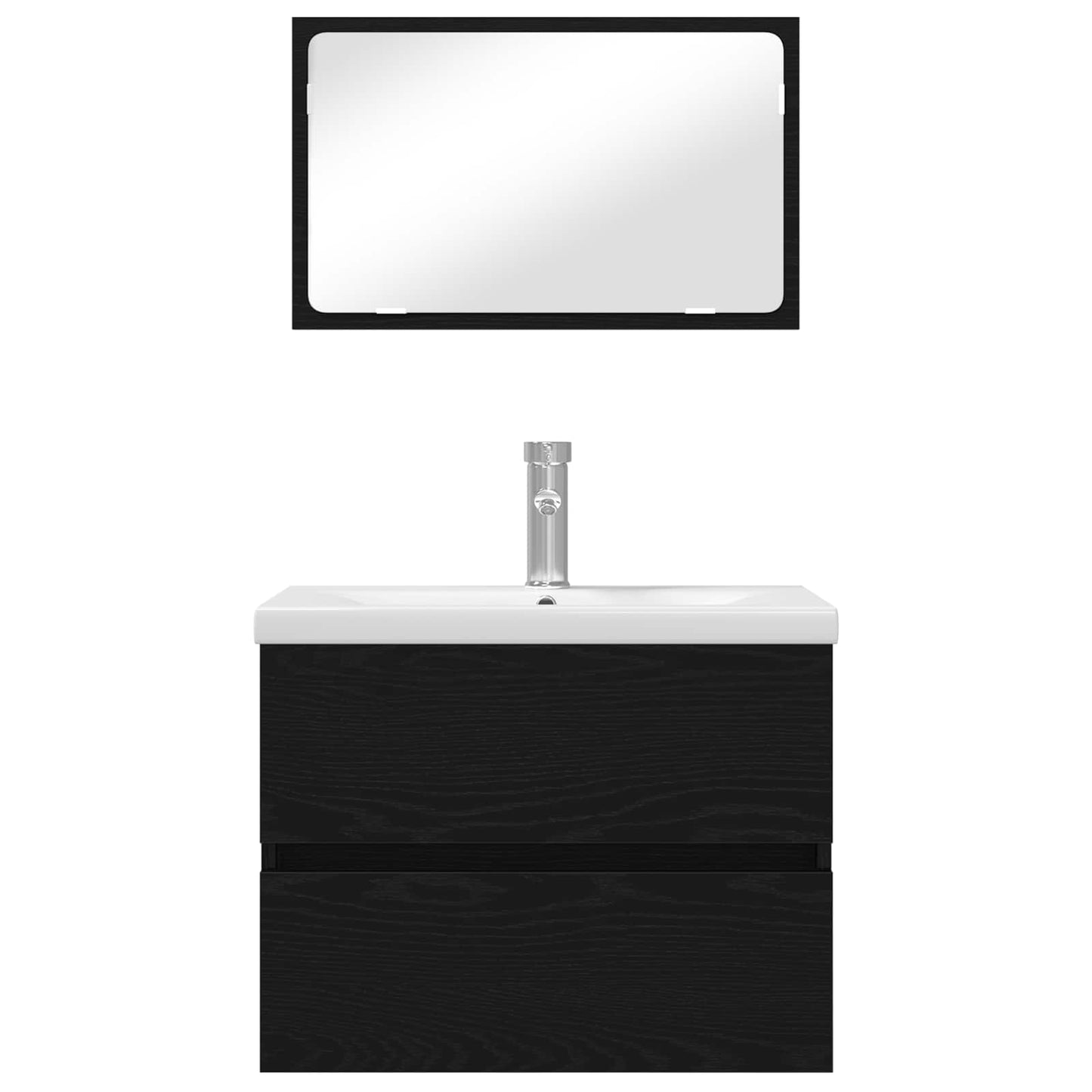 Set di mobili per il bagno 3 pcs Rovere Nero Legno multistrato | homemem39