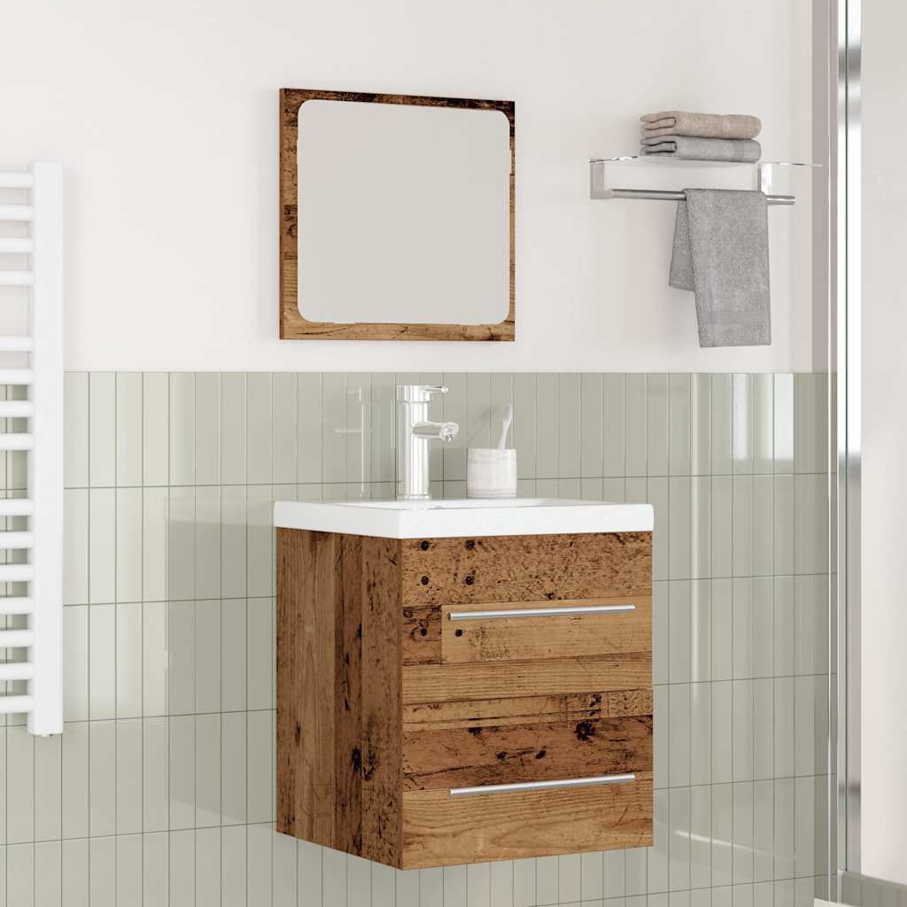 Set di mobili per il bagno con cassetto 2 pcs Legno vecchio