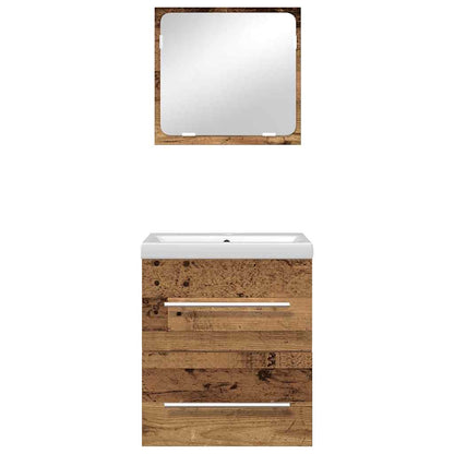 Set di mobili per il bagno con cassetto 2 pcs Legno vecchio