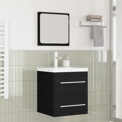 Set di mobili per il bagno 2 pcs Rovere Nero Legno multistrato