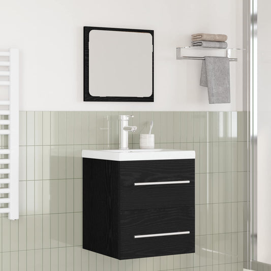Set di mobili per il bagno 2 pcs Rovere Nero Legno multistrato | homemem39