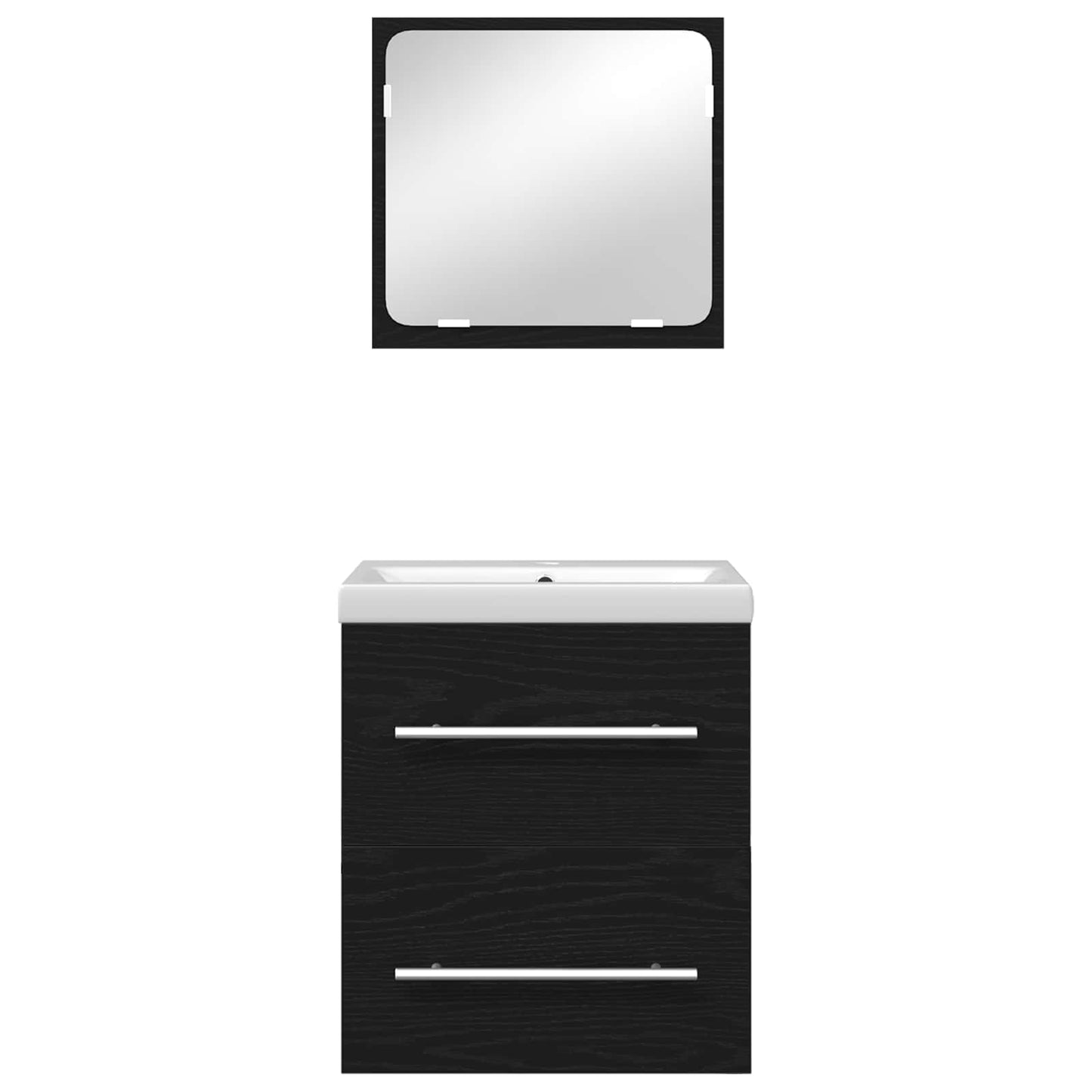 Set di mobili per il bagno 2 pcs Rovere Nero Legno multistrato