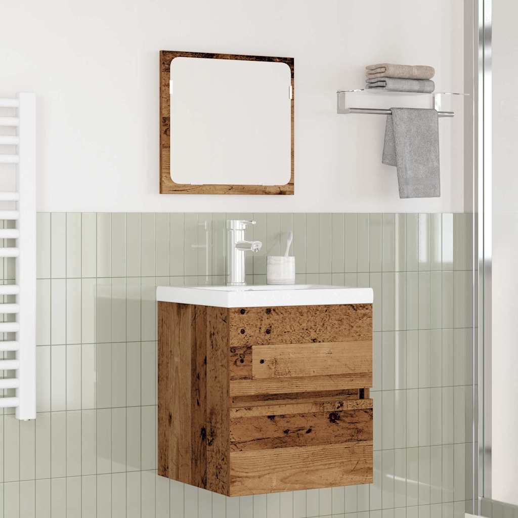 Set di mobili per il bagno 2 pcs Legno Antico e Bianco | homemem39