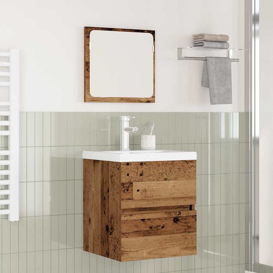 Set di mobili per il bagno 2 pcs Legno Antico e Bianco