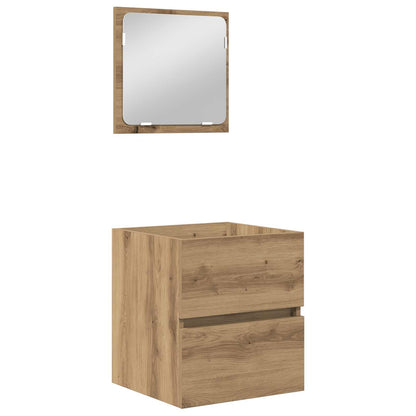 Set di mobili per il bagno 2 pcs Rovere Artigiano e Bianco | homemem39
