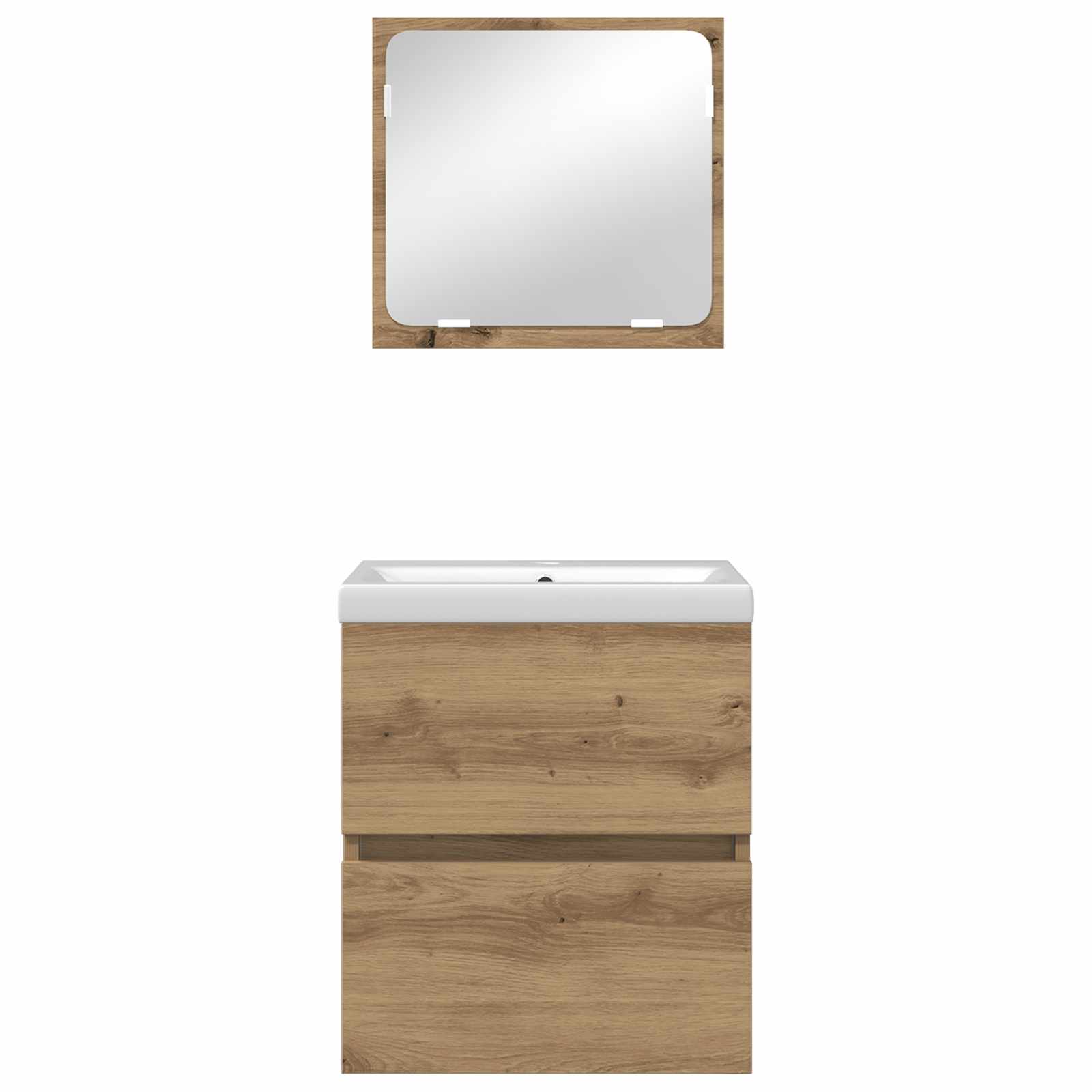 Set di mobili per il bagno 2 pcs Rovere Artigiano e Bianco | homemem39