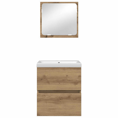 Set di mobili per il bagno 2 pcs Rovere Artigiano e Bianco | homemem39