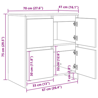 Sideboards 2 pcs Legno vecchio 70 x 41 x 75 cm