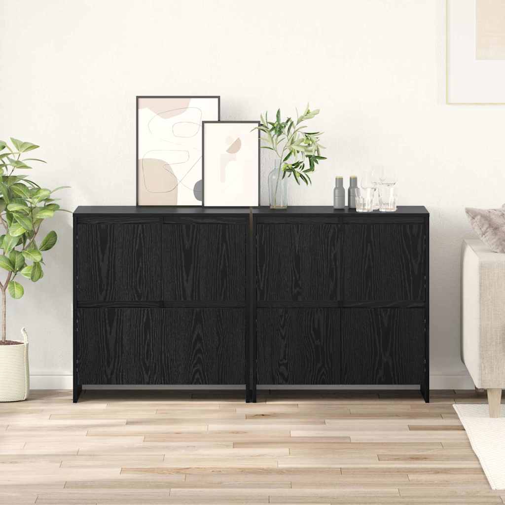 Sideboards 2 pcs Rovere nero 70 x 41 x 75 cm Legno multistrato - homemem39