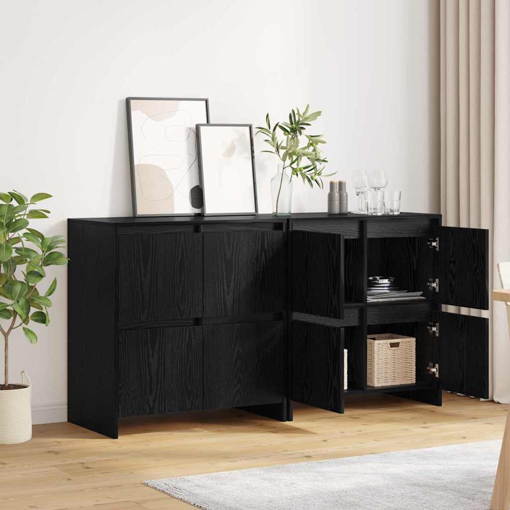 Sideboards 2 pcs Rovere nero 70 x 41 x 75 cm Legno multistrato - homemem39