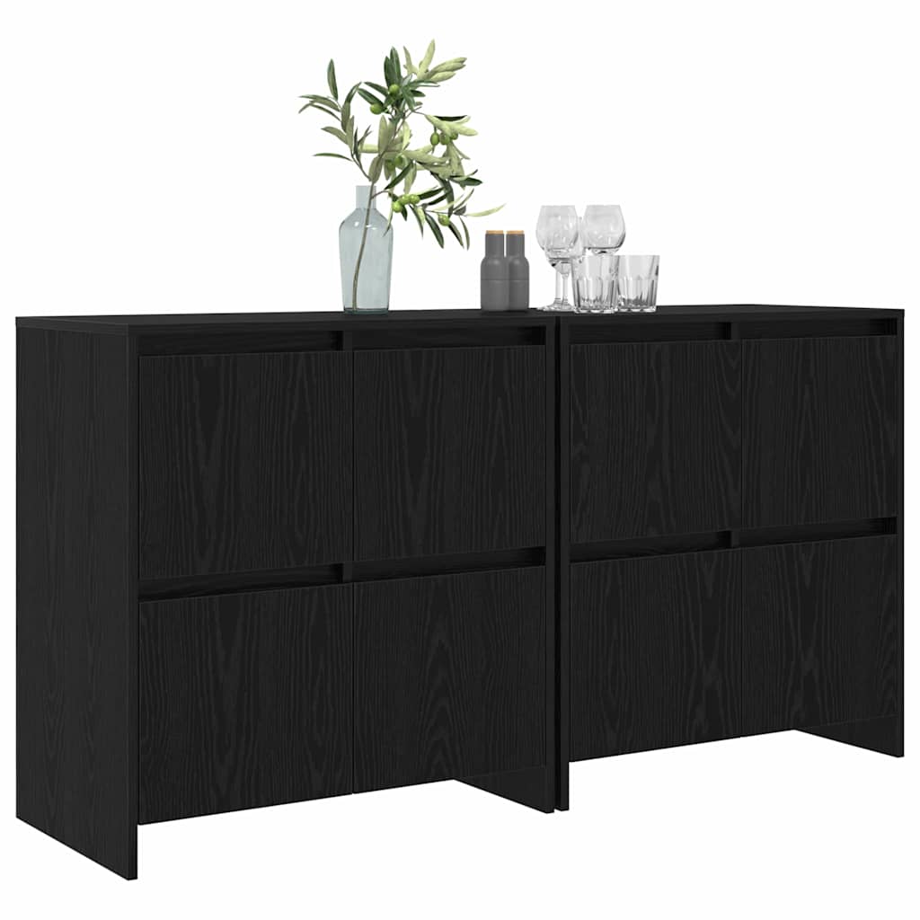 Sideboards 2 pcs Rovere nero 70 x 41 x 75 cm Legno multistrato - homemem39
