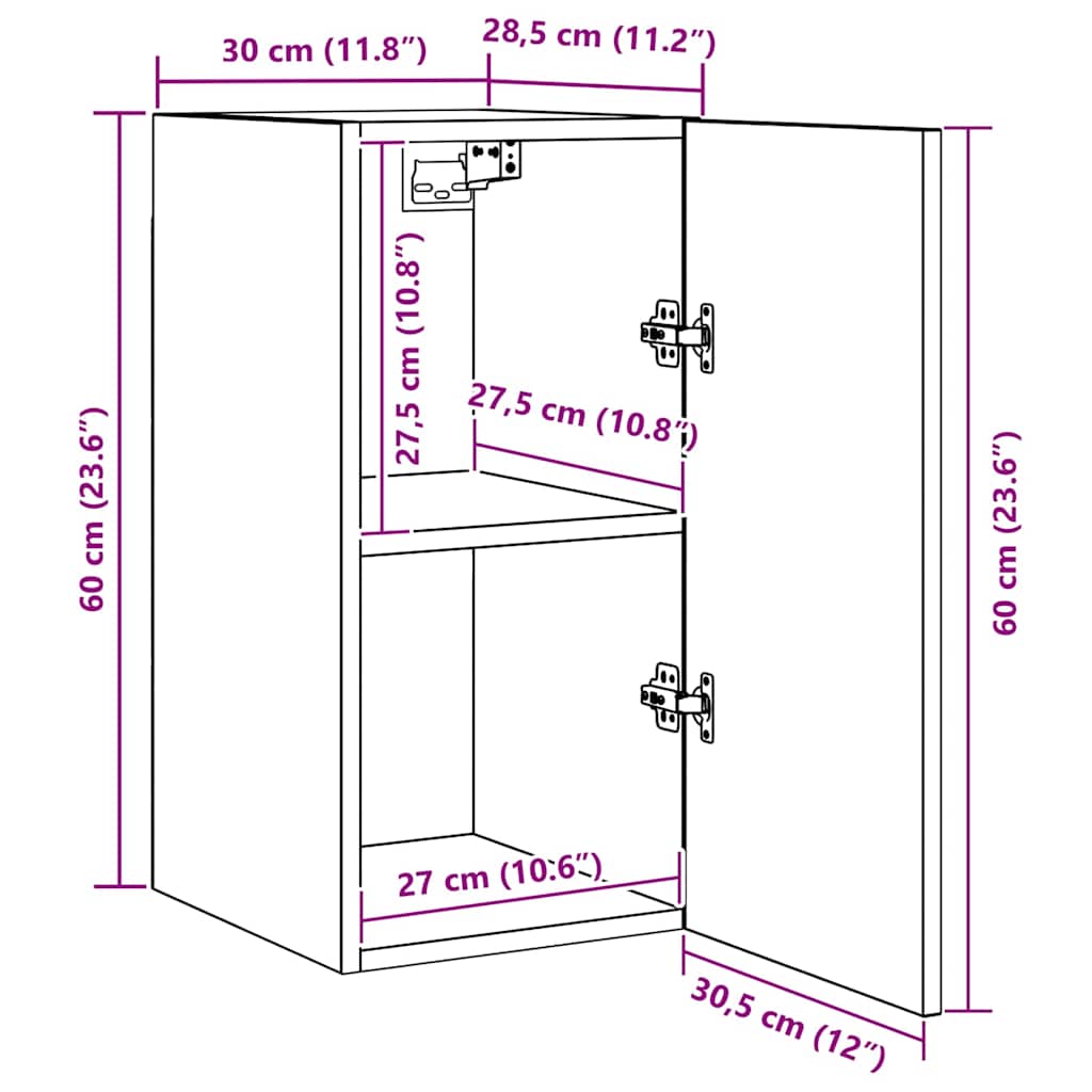 Set di Mobile per TV 4 pcs Rovere nero 30.5 x 30 x 60 cm