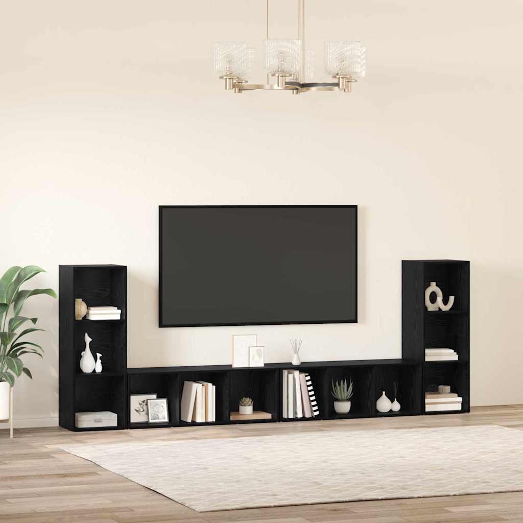 Mobile TV 4 pcs Rovere Nero 37 x 35 x 107,5 cm