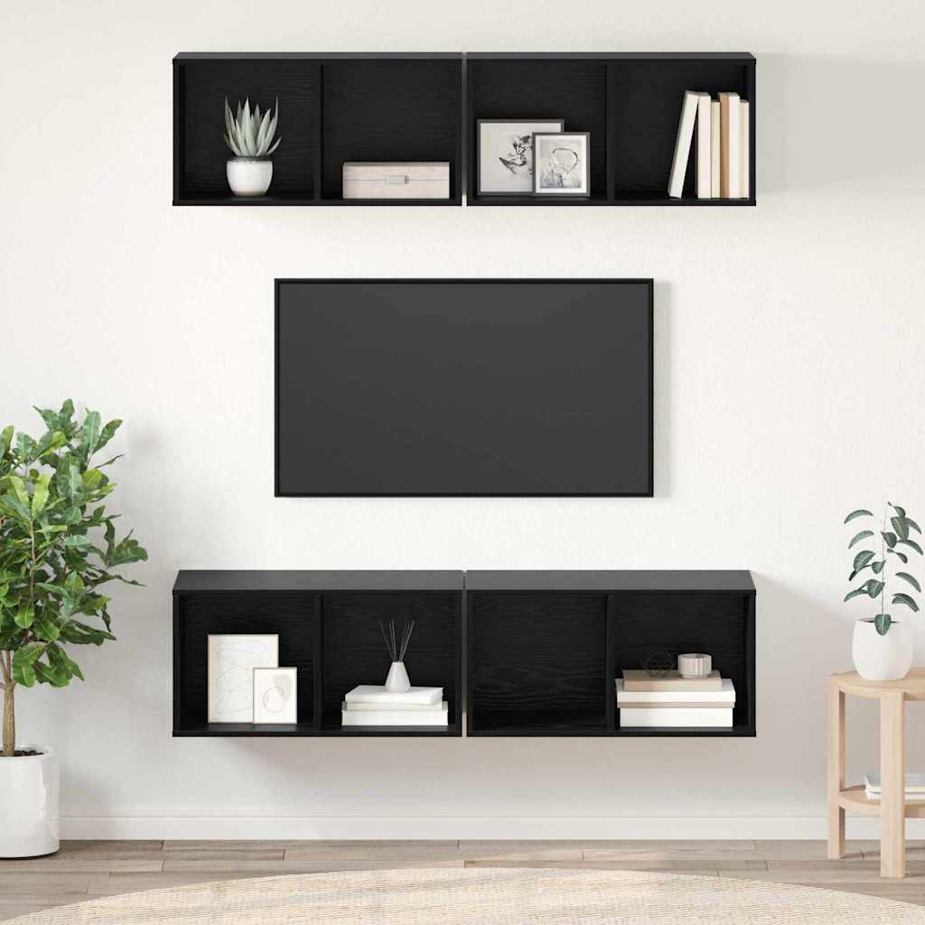 Mobile TV da Parete 4 pcs Rovere nero 37 x 37 x 72 cm